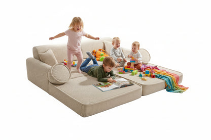 Large Modular Sofa for Kids - Premium Corduroy Ecru