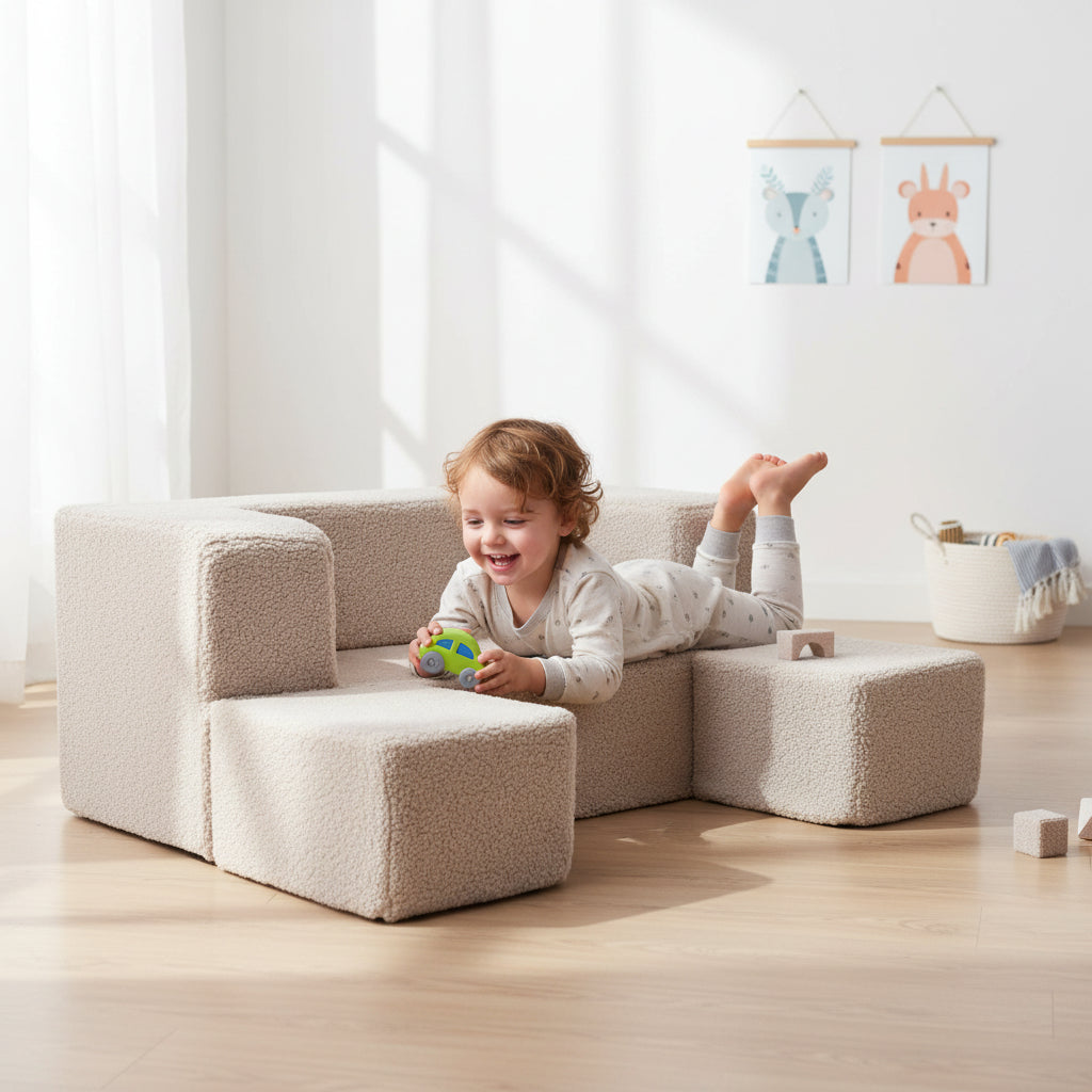 MeowBaby® Bearly Cube Sofa - Light Grey