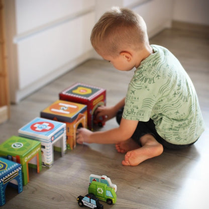 City Vehicles in Boxes Puzzle Cubes