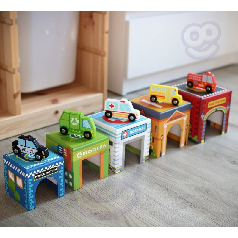 City Vehicles in Boxes Puzzle Cubes
