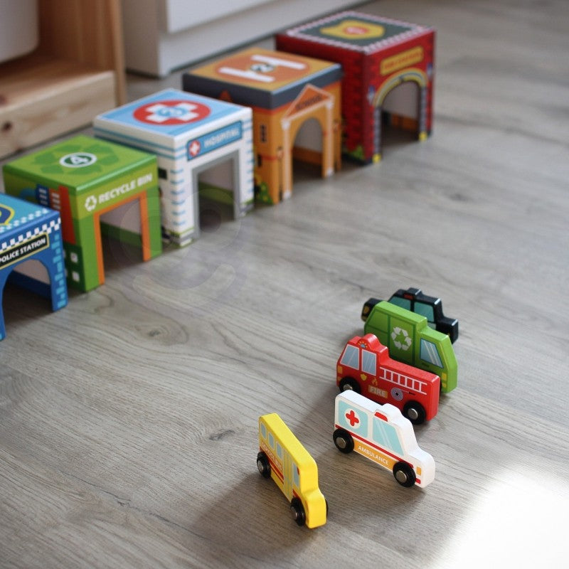 City Vehicles in Boxes Puzzle Cubes